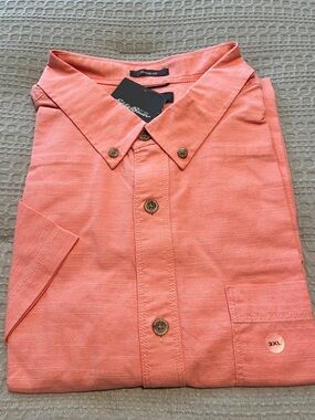 Eddie Bauer Men's Short-Sleeve Button-Down Shirt - Coral